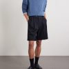 Wide-Leg Pleated Wool-Gabardine Shorts - OU