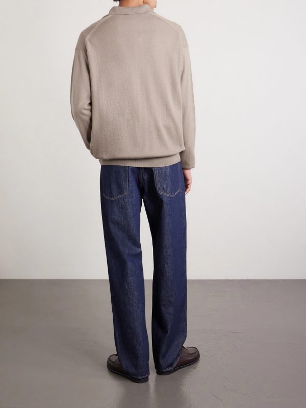 Open-Collar Cashmere and Silk-Blend Polo Shirt - BK