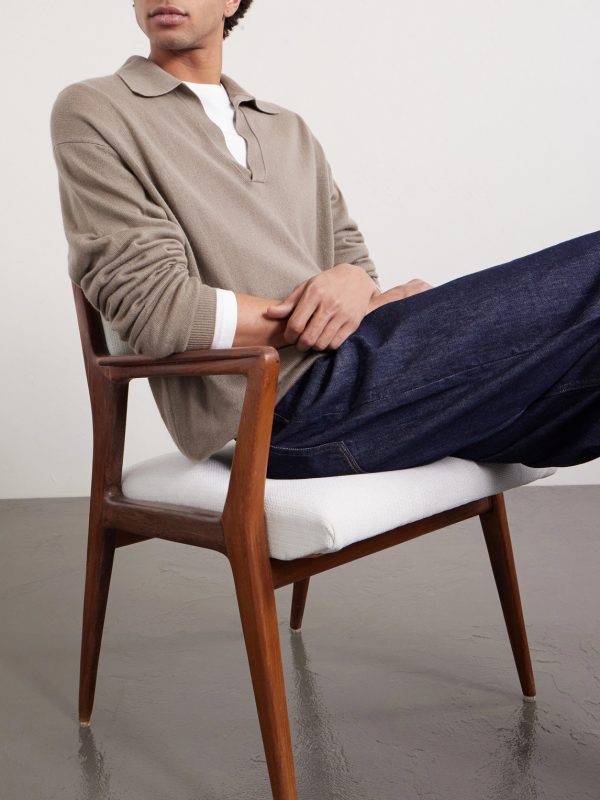 Open-Collar Cashmere and Silk-Blend Polo Shirt - CU