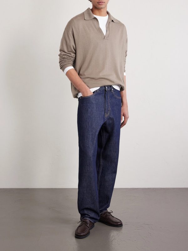 Open-Collar Cashmere and Silk-Blend Polo Shirt - OU