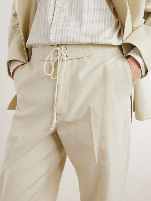 Straight-Leg Wool, Cotton and Linen-Blend Oxford Drawstring Trousers - CU Straight-Leg Wool, Cotton and Linen-Blend Oxford Drawstring Trousers - CU