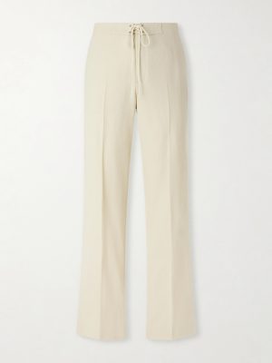 Straight-Leg Wool, Cotton and Linen-Blend Oxford Drawstring Trousers