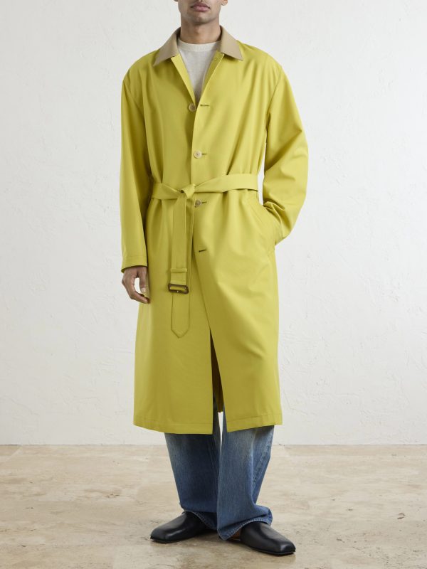 Belted Leather-Trimmed Wool-Canvas Trench Coat - FR