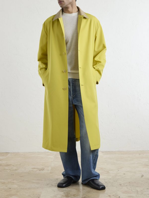 Belted Leather-Trimmed Wool-Canvas Trench Coat - OU