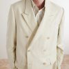 Double-Breasted Wool, Cotton And Linen-Blend Oxford Blazer - CU