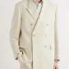 Double-Breasted Wool, Cotton And Linen-Blend Oxford Blazer - FR
