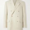 Double-Breasted Wool, Cotton And Linen-Blend Oxford Blazer