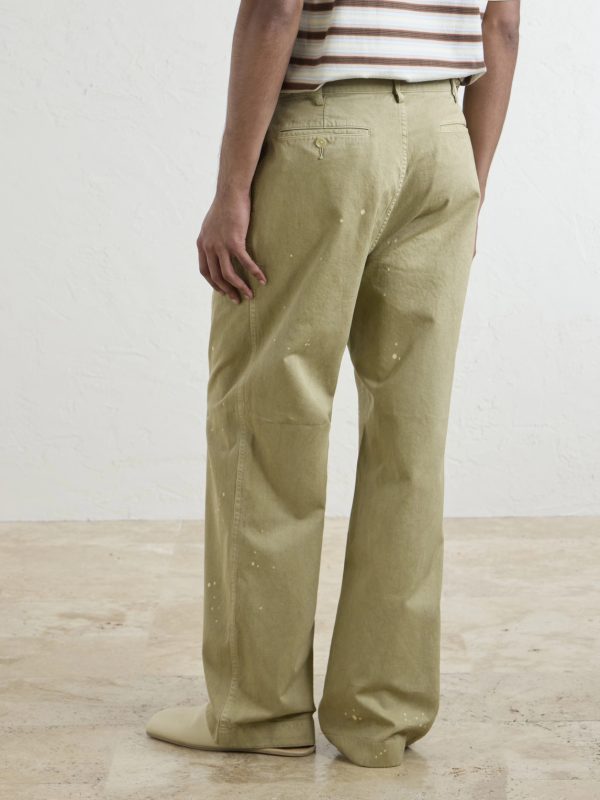 Wide-Leg Pleated Paint-Splattered Cotton-Twill Chinos - BK Wide-Leg Pleated Paint-Splattered Cotton-Twill Chinos - BK