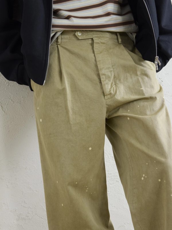 Wide-Leg Pleated Paint-Splattered Cotton-Twill Chinos - CU Wide-Leg Pleated Paint-Splattered Cotton-Twill Chinos - CU