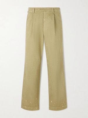 Wide-Leg Pleated Paint-Splattered Cotton-Twill Chinos Wide-Leg Pleated Paint-Splattered Cotton-Twill Chinos
