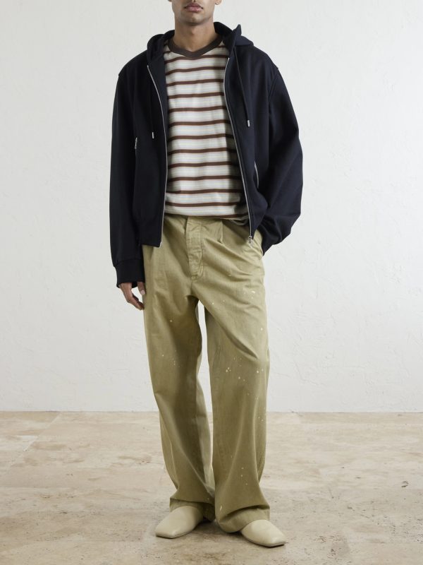 Wide-Leg Pleated Paint-Splattered Cotton-Twill Chinos - OU Wide-Leg Pleated Paint-Splattered Cotton-Twill Chinos - OU