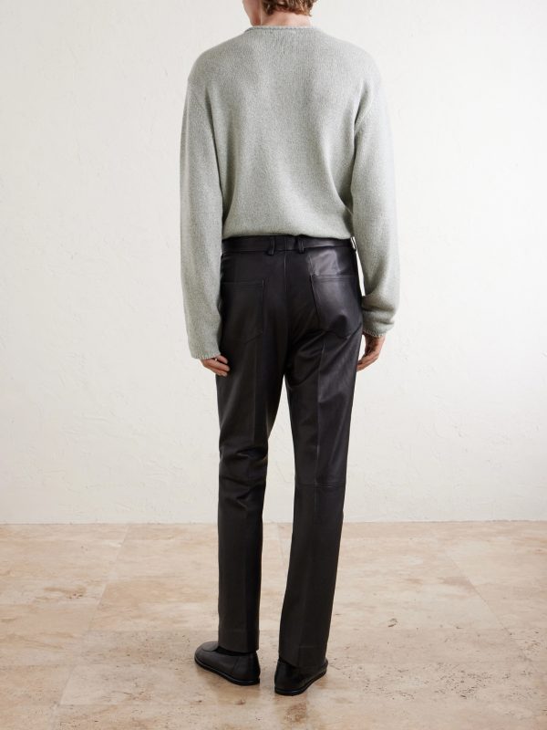 Straight-Leg Full-Grain Leather Trousers - BK Straight-Leg Full-Grain Leather Trousers - BK