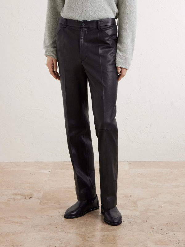 Straight-Leg Full-Grain Leather Trousers - FR Straight-Leg Full-Grain Leather Trousers - FR