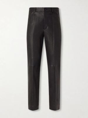 Straight-Leg Full-Grain Leather Trousers