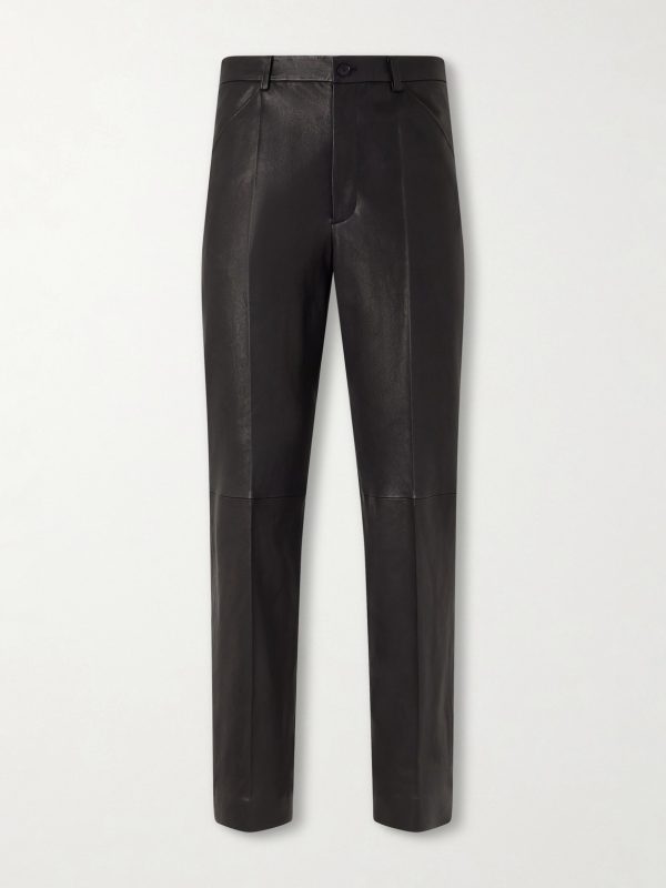 Straight-Leg Full-Grain Leather Trousers Straight-Leg Full-Grain Leather Trousers