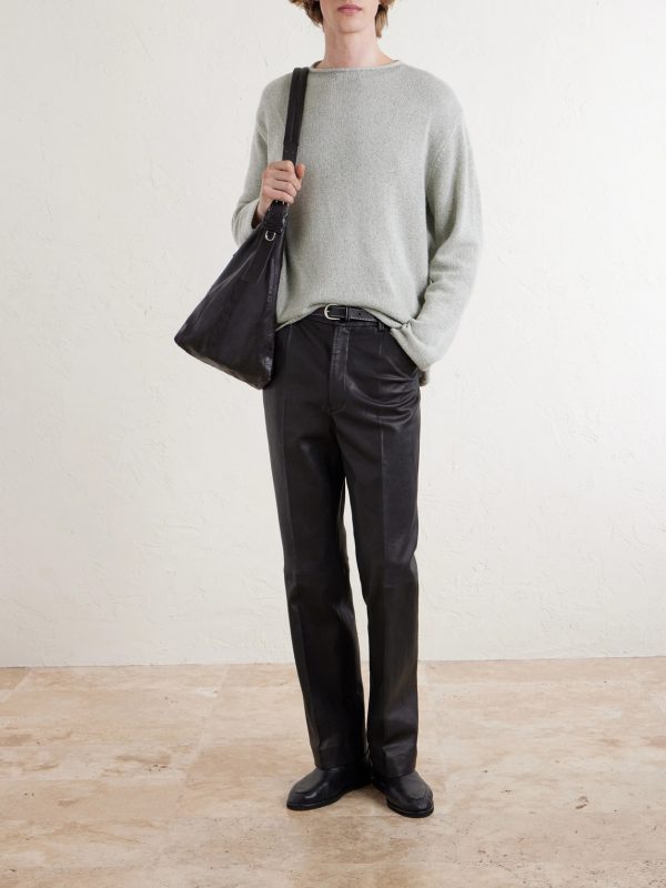 Straight-Leg Full-Grain Leather Trousers - OU Straight-Leg Full-Grain Leather Trousers - OU