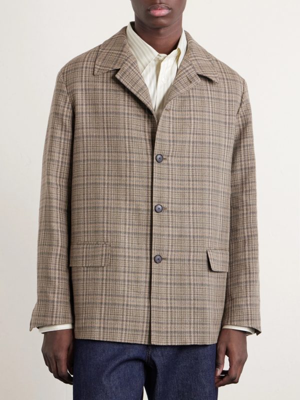 Checked Silk and Linen-Blend Tweed Jacket - FR