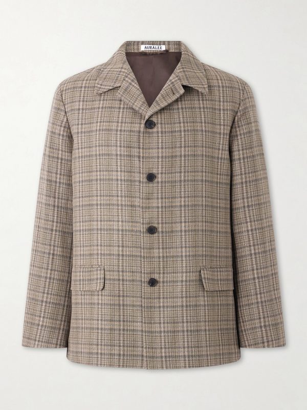 Checked Silk and Linen-Blend Tweed Jacket