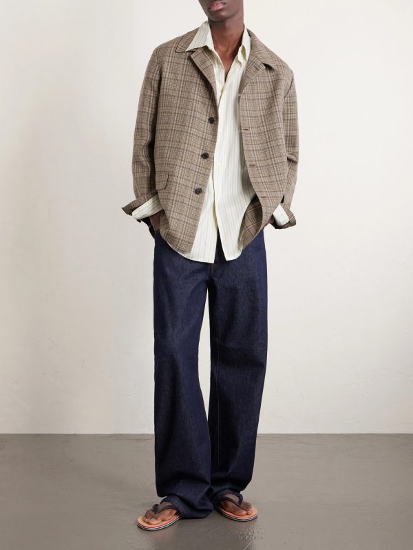 Checked Silk and Linen-Blend Tweed Jacket - OU