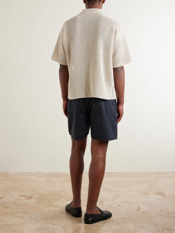 Tussah Open-Knit Silk and Cotton-Blend Polo Shirt - BK Tussah Open-Knit Silk and Cotton-Blend Polo Shirt - BK