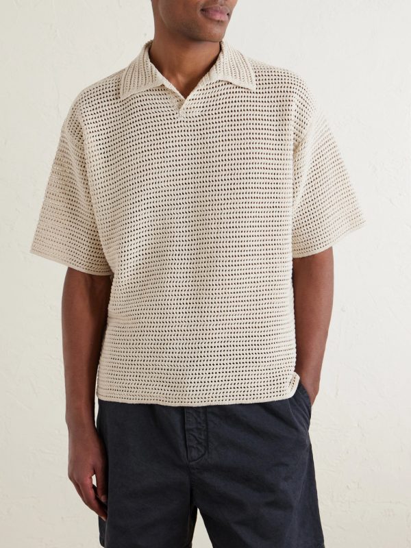 Tussah Open-Knit Silk and Cotton-Blend Polo Shirt - FR Tussah Open-Knit Silk and Cotton-Blend Polo Shirt - FR