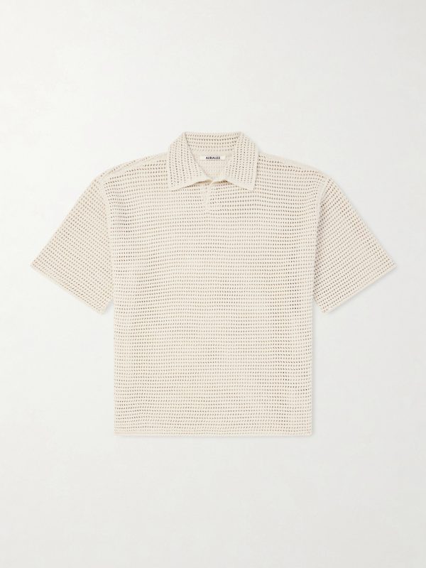 Tussah Open-Knit Silk and Cotton-Blend Polo Shirt Tussah Open-Knit Silk and Cotton-Blend Polo Shirt