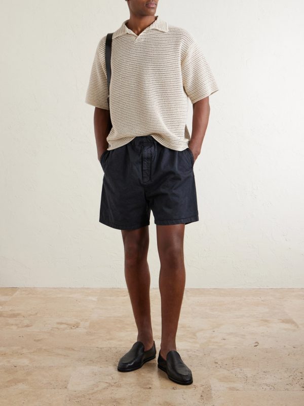 Tussah Open-Knit Silk and Cotton-Blend Polo Shirt - OU Tussah Open-Knit Silk and Cotton-Blend Polo Shirt - OU