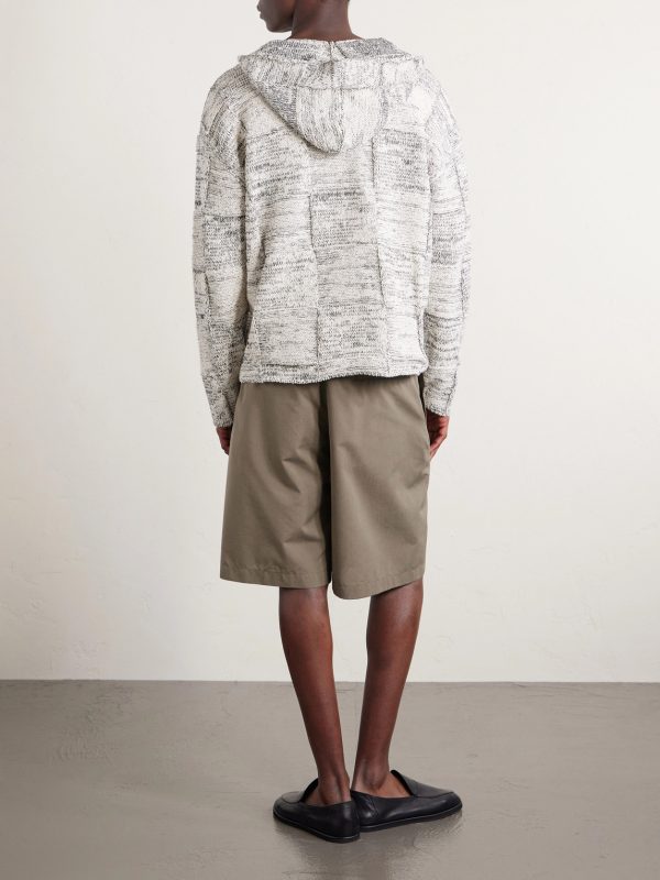 Patchwork Cotton and Linen-Blend Hoodie - BK