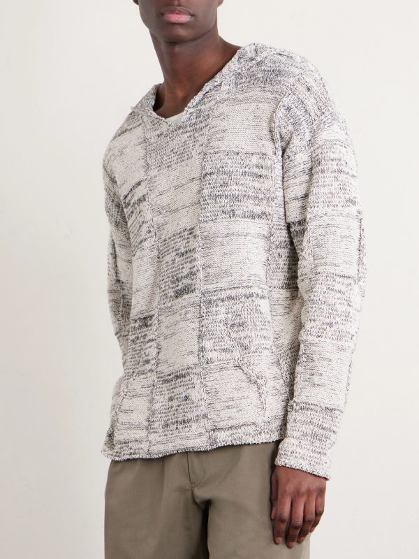 Patchwork Cotton and Linen-Blend Hoodie - FR