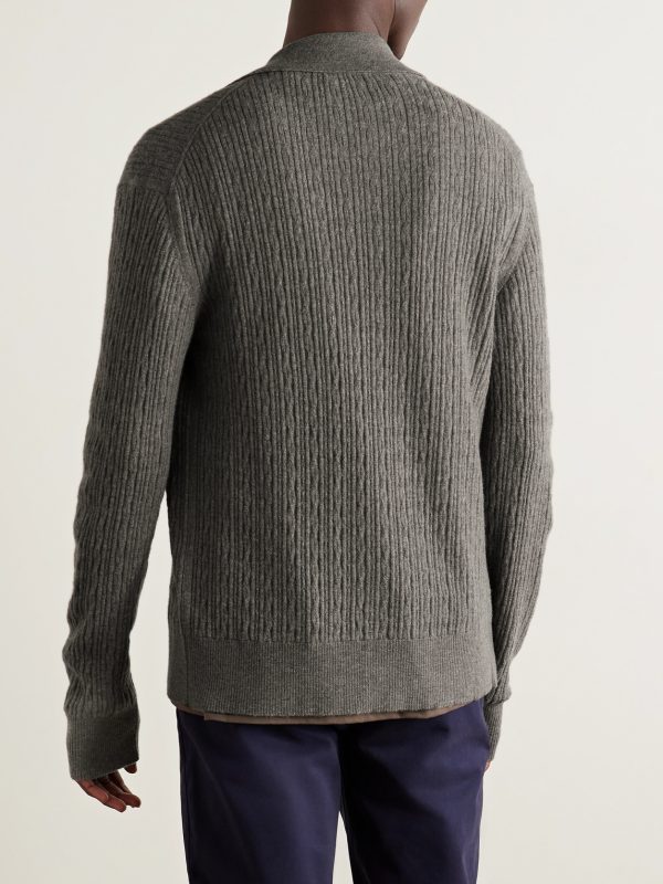 Slim-Fit Ribbed Virgin Wool Shirt - BK Slim-Fit Ribbed Virgin Wool Shirt - BK