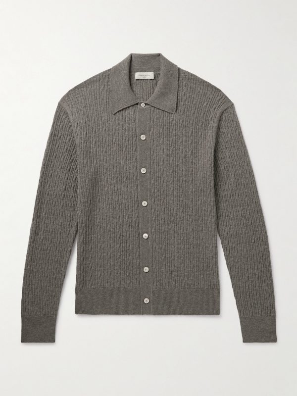 Slim-Fit Ribbed Virgin Wool Shirt Slim-Fit Ribbed Virgin Wool Shirt