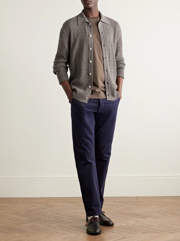 Slim-Fit Ribbed Virgin Wool Shirt - OU Slim-Fit Ribbed Virgin Wool Shirt - OU