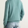 Ribbed Cashmere Polo Shirt - BK Ribbed Cashmere Polo Shirt - BK