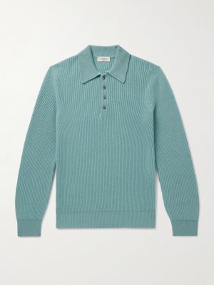 Ribbed Cashmere Polo Shirt