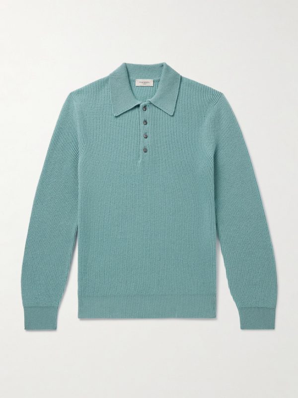 Ribbed Cashmere Polo Shirt Ribbed Cashmere Polo Shirt