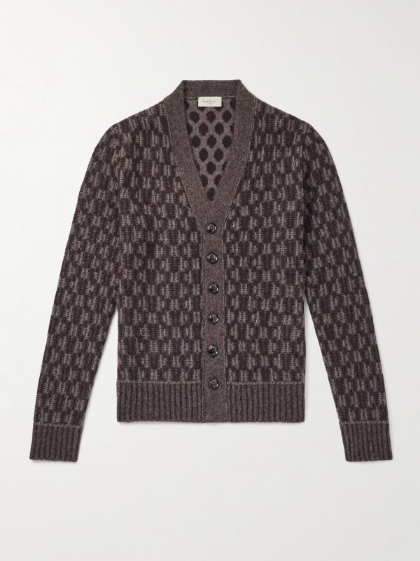 Jacquard-Knit Cashmere-Blend Cardigan