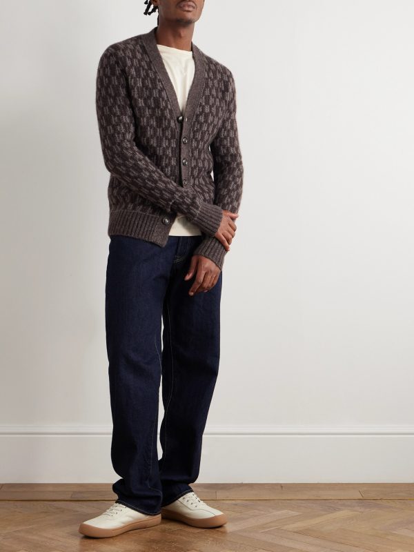 Jacquard-Knit Cashmere-Blend Cardigan - OU