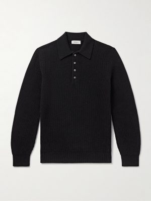 Ribbed Cashmere Polo Shirt
