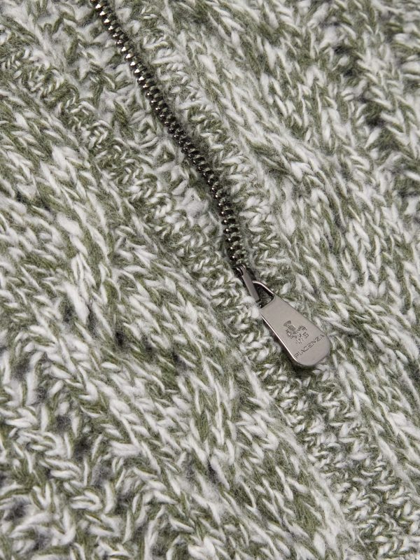 Cable-Knit Virgin Wool Zip-Up Sweater - CU Cable-Knit Virgin Wool Zip-Up Sweater - CU