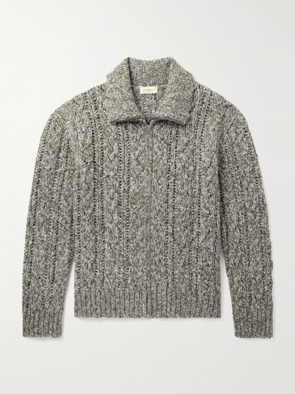 Cable-Knit Virgin Wool Zip-Up Sweater Cable-Knit Virgin Wool Zip-Up Sweater