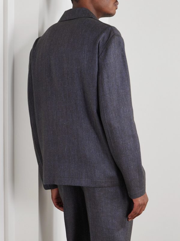 Herringbone Wool, Linen and Cashmere-Blend Overshirt - BK Herringbone Wool, Linen and Cashmere-Blend Overshirt - BK