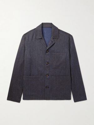Herringbone Wool, Linen and Cashmere-Blend Overshirt