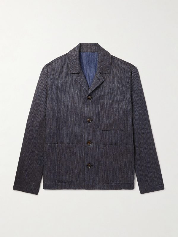 Herringbone Wool, Linen and Cashmere-Blend Overshirt Herringbone Wool, Linen and Cashmere-Blend Overshirt