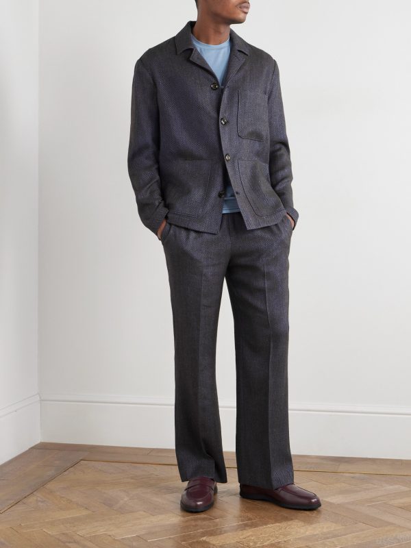 Herringbone Wool, Linen and Cashmere-Blend Overshirt - OU Herringbone Wool, Linen and Cashmere-Blend Overshirt - OU