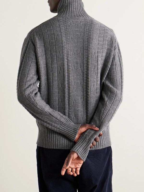 Textured Cashmere Half-Zip Sweater - BK