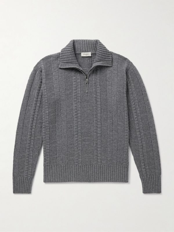 Textured Cashmere Half-Zip Sweater