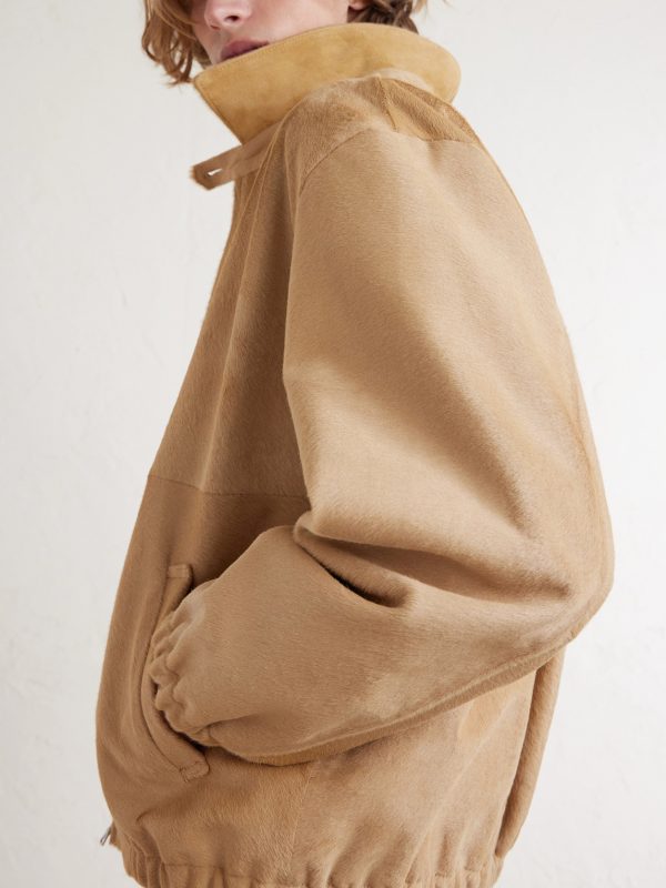 Panelled Calf Hair Blouson Jacket - CU Panelled Calf Hair Blouson Jacket - CU