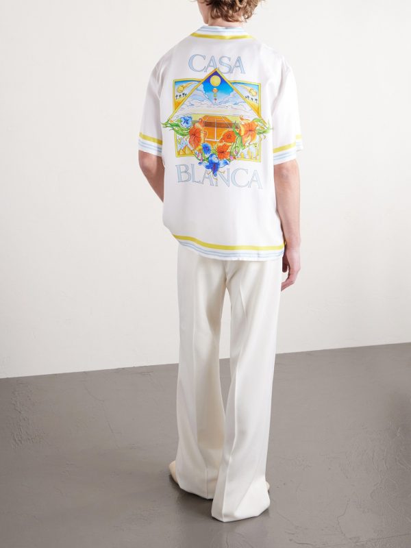 Tennis Camp-Collar Logo-Print Silk-Twill Shirt - BK Tennis Camp-Collar Logo-Print Silk-Twill Shirt - BK