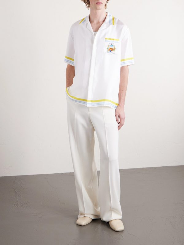 Tennis Camp-Collar Logo-Print Silk-Twill Shirt - OU Tennis Camp-Collar Logo-Print Silk-Twill Shirt - OU