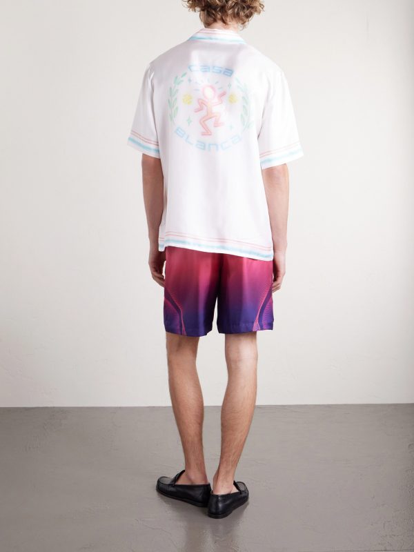 Straight-Leg Printed Dégradé Silk-Twill Drawstring Shorts - BK Straight-Leg Printed Dégradé Silk-Twill Drawstring Shorts - BK